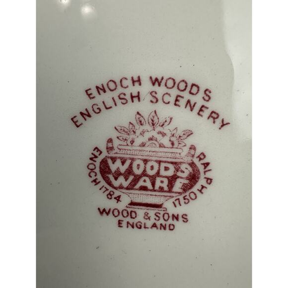 Wood & Sons English Scenery Pink Platter Sugar Bowl Tea Cups Lot Of 13 - Picture 10 of 12